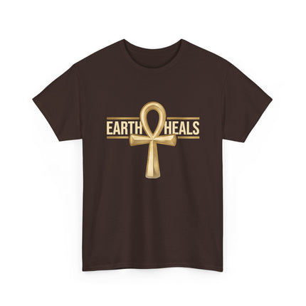 Rooted in Nile T-Shirt — Gold Ankh Egyptian Heritage Tee