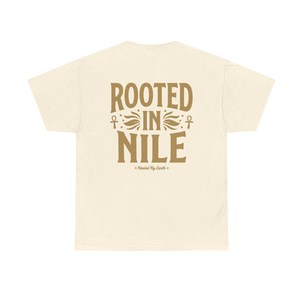 Rooted in Nile T-Shirt — Gold Ankh Egyptian Heritage Tee