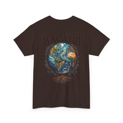 Earth Tree Graphic Tee — "WKE WRLD" Vintage Globe Design