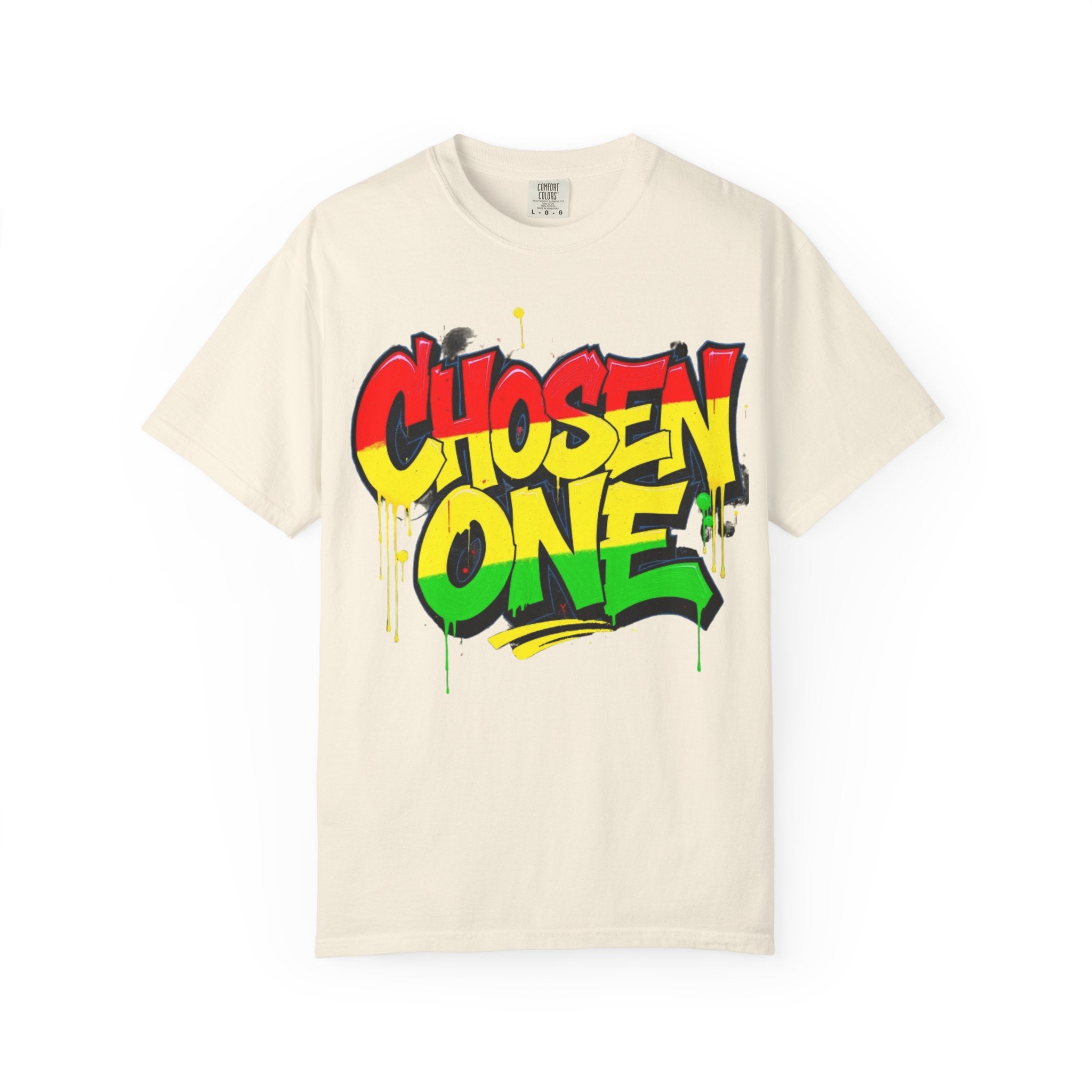 Chosen One Graffiti T-Shirt — Urban Streetwear Tee with Bold Rasta Colors