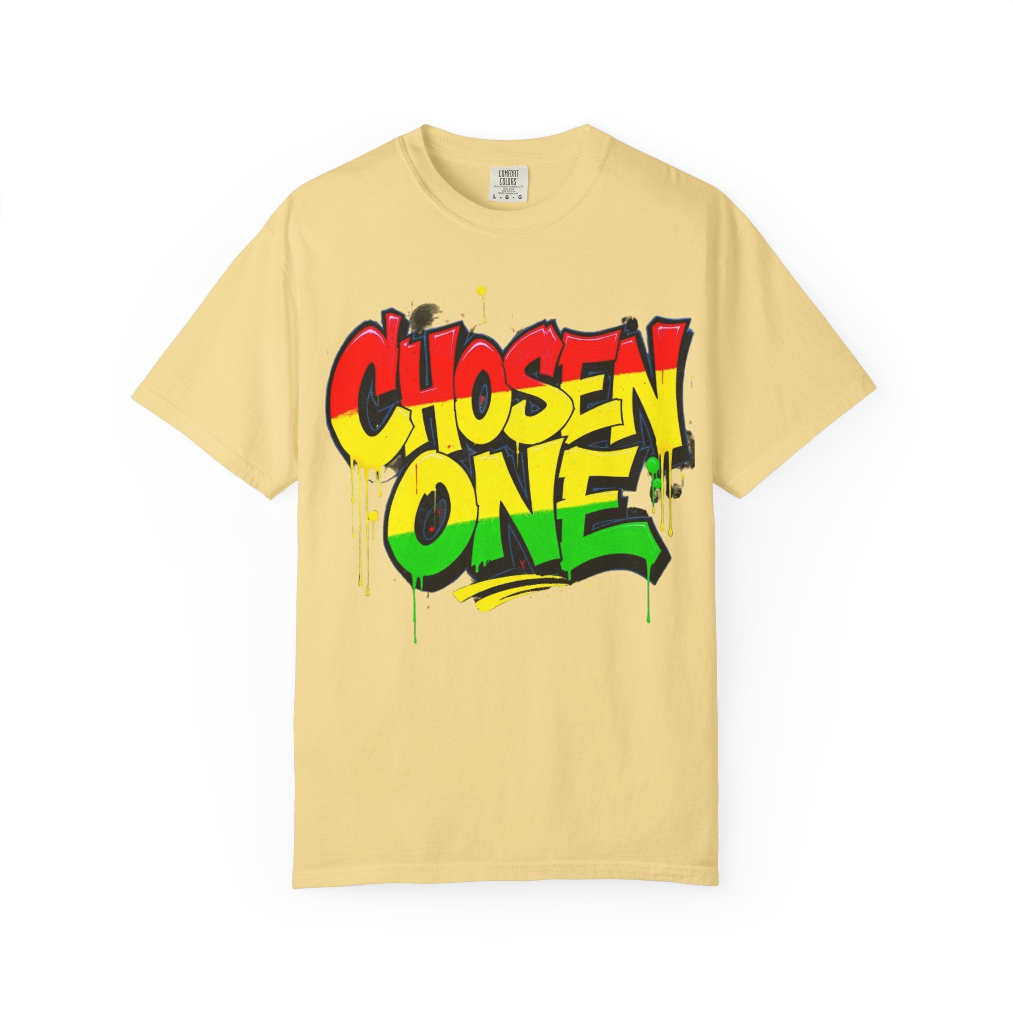 Chosen One Graffiti T-Shirt — Urban Streetwear Tee with Bold Rasta Colors