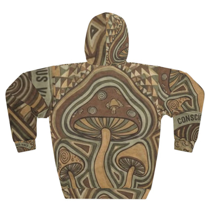Mushroom Psychedelic Hoodie – Trippy Brown All-Over Print Pullover