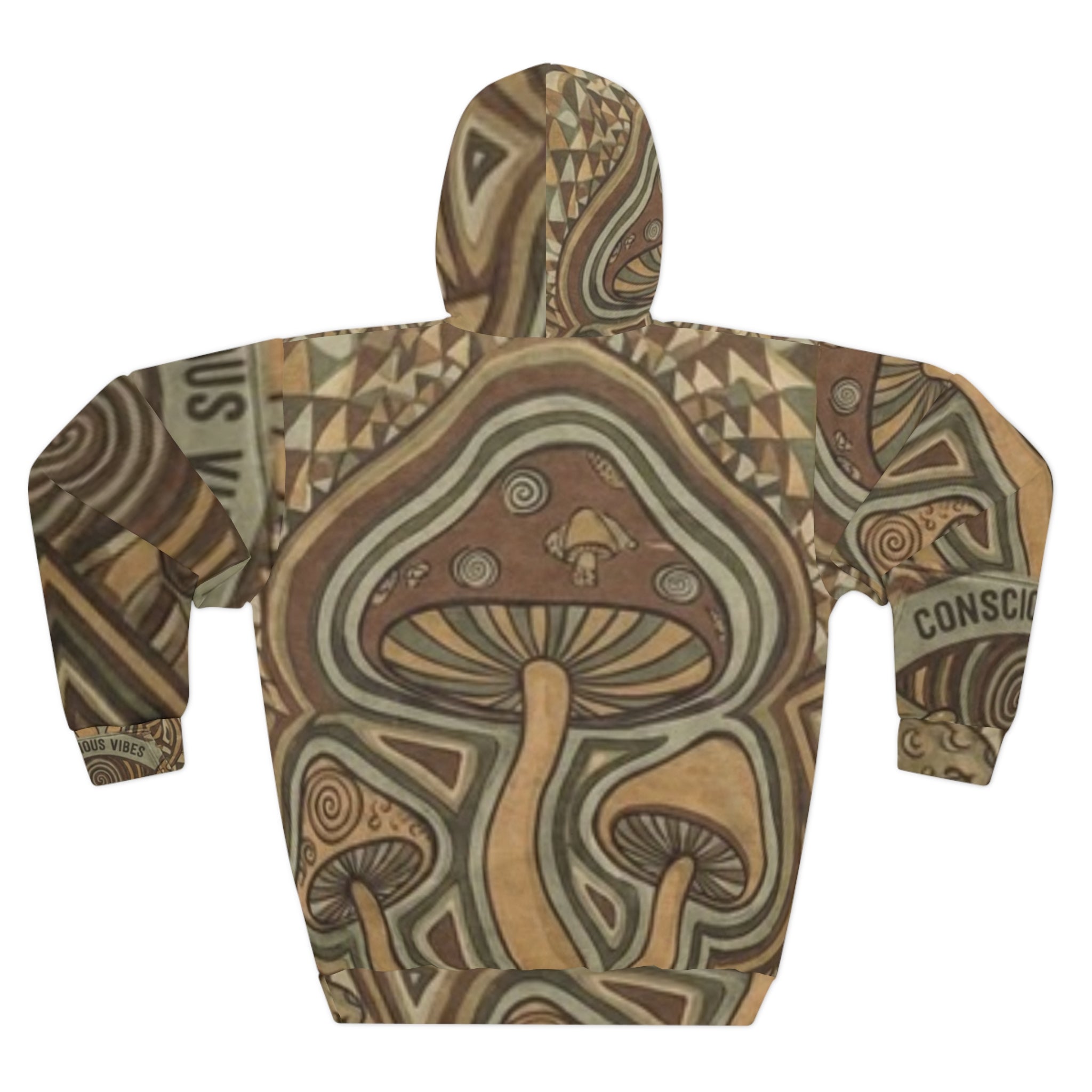 Mushroom Psychedelic Hoodie – Trippy Brown All-Over Print Pullover