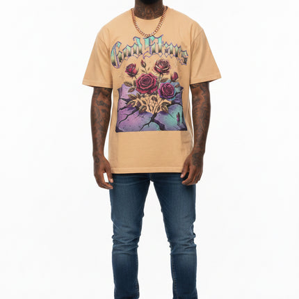 Graphic Tee — "Out of Cracks, One Flower" Gothic Rose Design