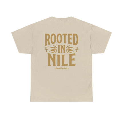 Rooted in Nile T-Shirt — Gold Ankh Egyptian Heritage Tee