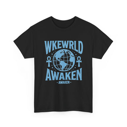 Awaken World Graphic Tee — Globe & Ankh Spiritual T-Shirt