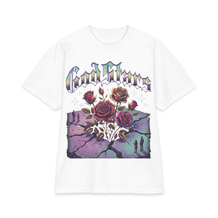 Graphic Tee — "Out of Cracks, One Flower" Gothic Rose Design