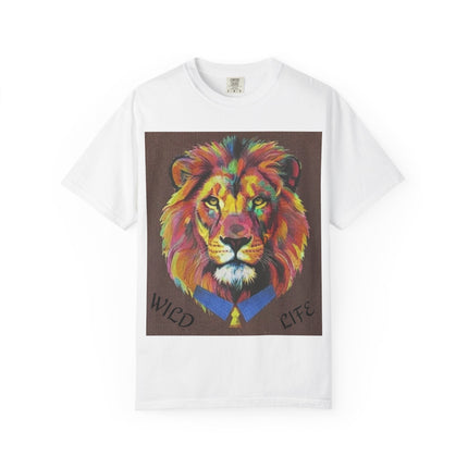 Wild Life Lion Portrait T-Shirt — Colorful Retro Primate Graphic Tee