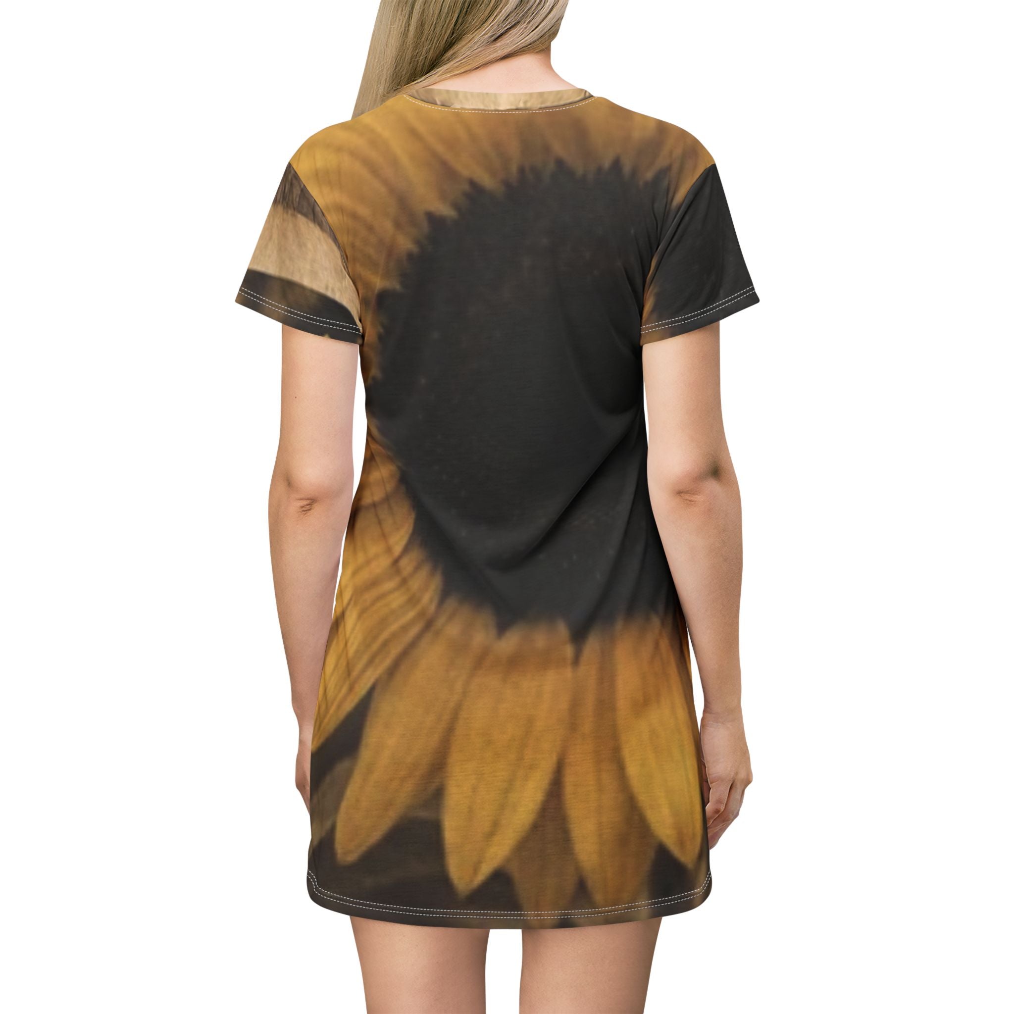 Sunflower Print T-Shirt Dress — All-Over Animal Print Mini Dress