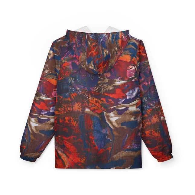 Abstract Red Blue Camo Windbreaker Jacket – All-Over Print Lightweight Hooded Jacket