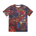 Abstract Fall Camouflage Tee — Bold Red & Purple All-Over Print Men's Shirt