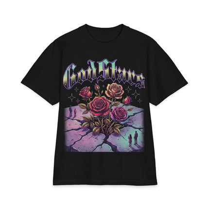 Graphic Tee — "Out of Cracks, One Flower" Gothic Rose Design
