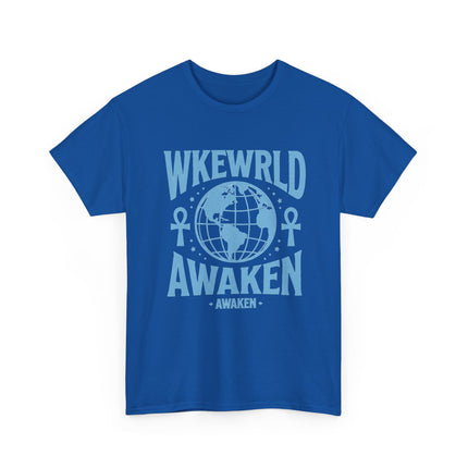 Awaken World Graphic Tee — Globe & Ankh Spiritual T-Shirt