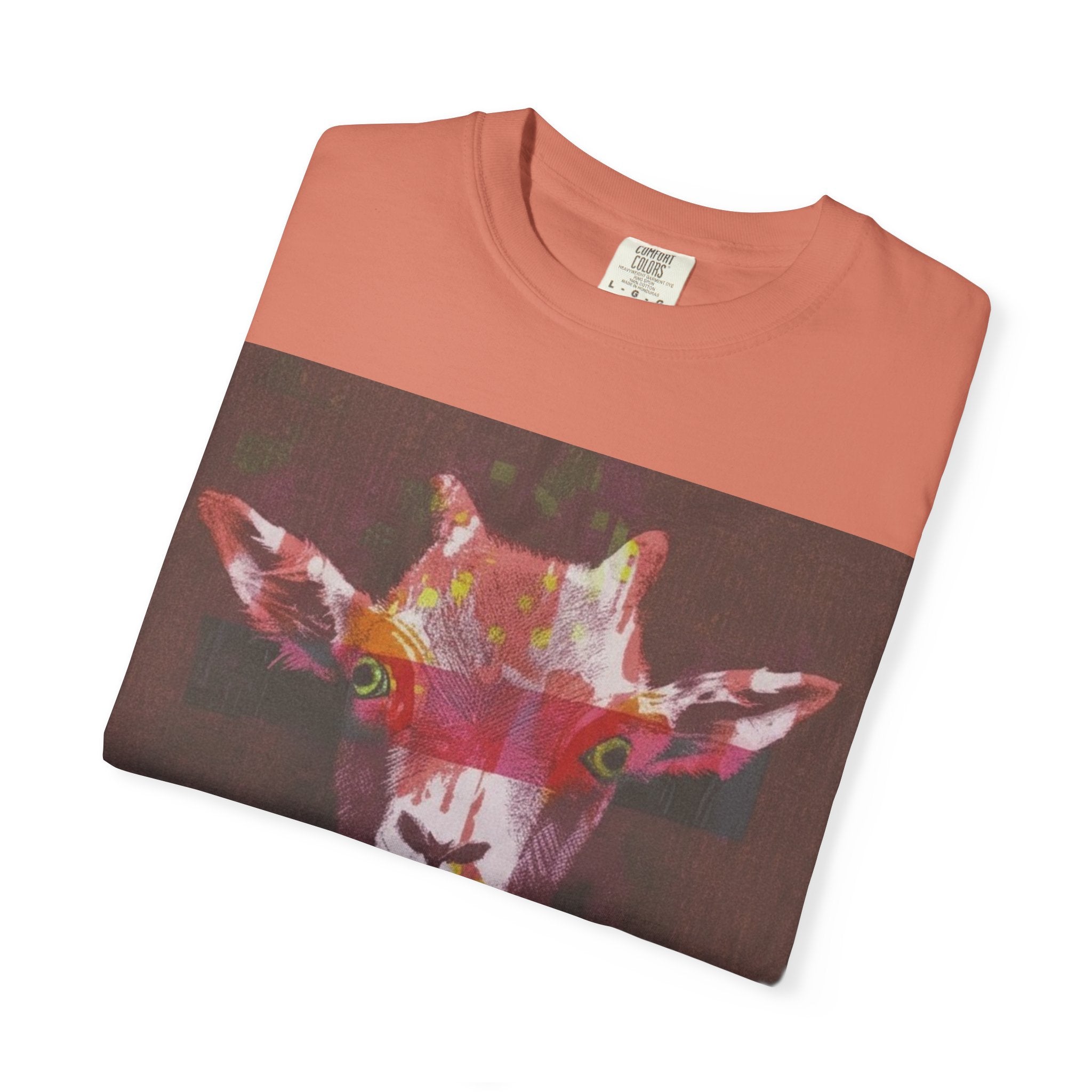 Praying Goat Art T-Shirt — Colorful Surreal Animal Portrait Tee