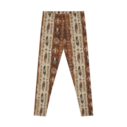 Rooted & Rising Boho Pattern Leggings — Earthy Tribal Print Stretch Leggings