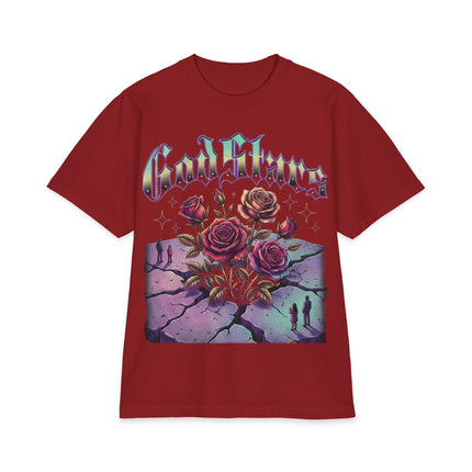 Graphic Tee — "Out of Cracks, One Flower" Gothic Rose Design