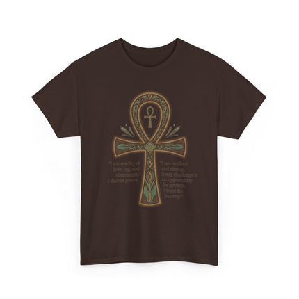 Ankh Empowerment T-Shirt — 'I am worthy of love, joy, and abundance' Inspirational Tee