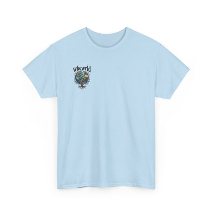 Earth Tree Graphic Tee — "WKE WRLD" Vintage Globe Design