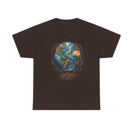 Earth Tree Graphic Tee — "WKE WRLD" Vintage Globe Design