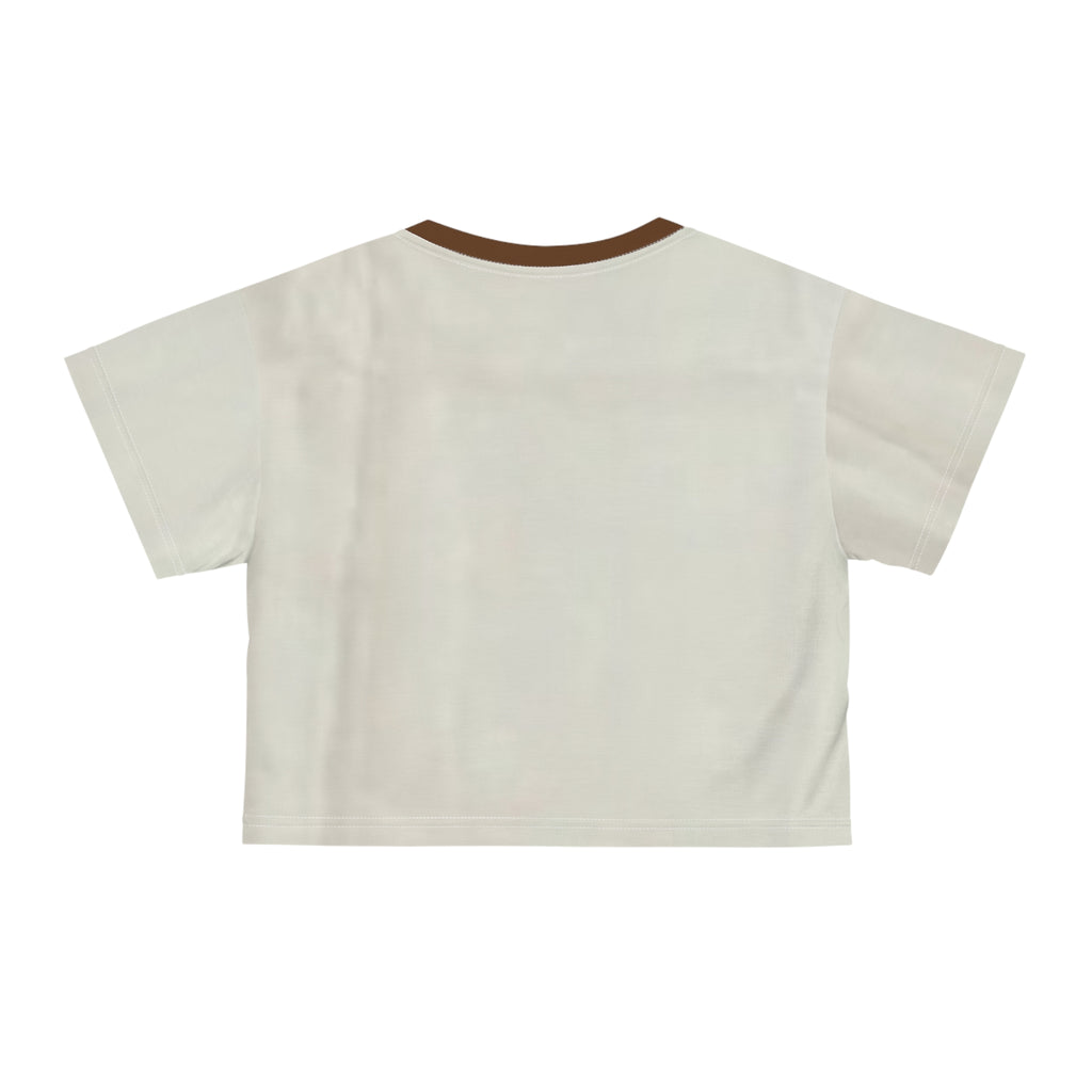 Egyptian print Crop Top Tee — Vintage Ankh & Script All-Over Print