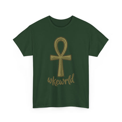 Ankh Graphic Tee — "wkewrld" Gold Symbol T-Shirt