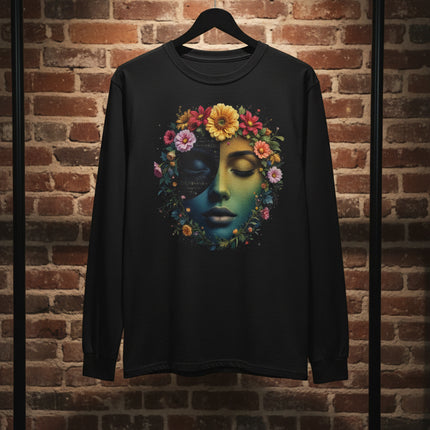 Floral Serenity Long Sleeve Tee - Relaxed Style, Unisex Apparel, Gift for Nature Lovers, Bohemian Vibe, Perfect for Spring