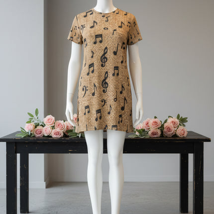 Music note Print T-Shirt Dress