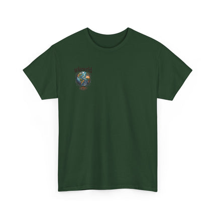 Earth Tree Graphic Tee — "WKE WRLD" Vintage Globe Design