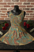 Boho Paisley Skater Dress – Vintage Teal & Earthtone All-Over Print