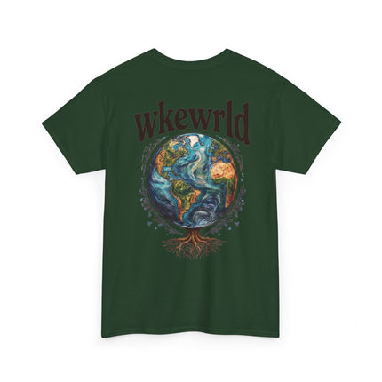 Earth Tree Graphic Tee — "WKE WRLD" Vintage Globe Design