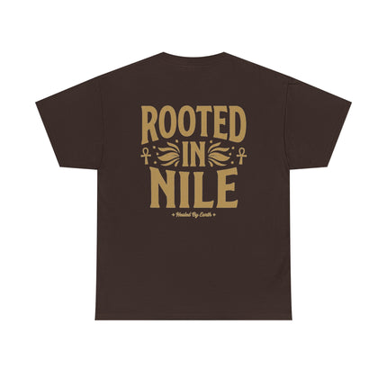 Rooted in Nile T-Shirt — Gold Ankh Egyptian Heritage Tee