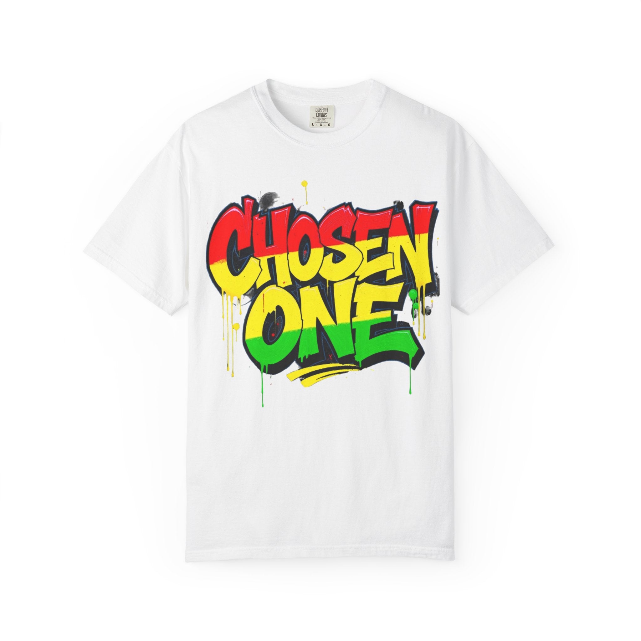 Chosen One Graffiti T-Shirt — Urban Streetwear Tee with Bold Rasta Colors
