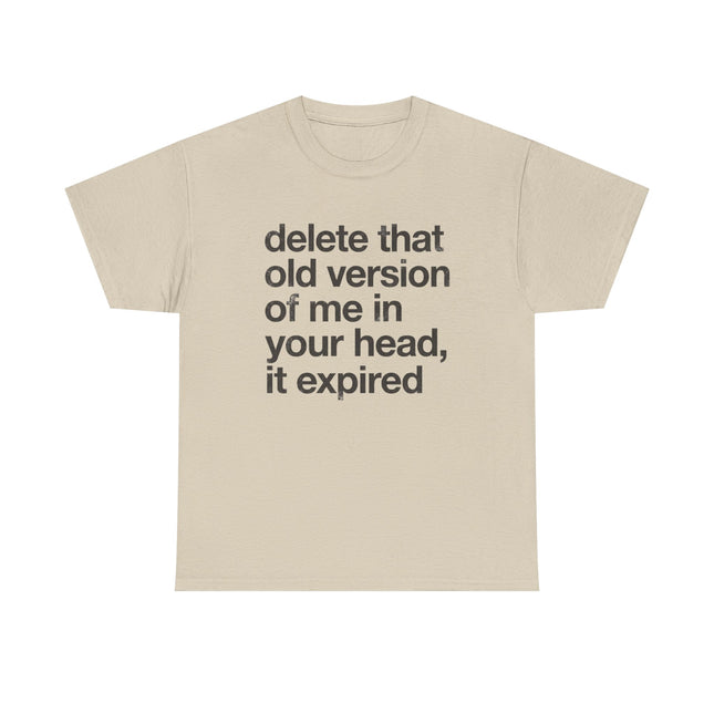 Statement Tee — “delete that old version of me in your head, it expired” Minimalist Typography T-Shirt