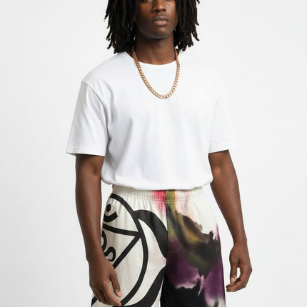 Abstract Tie-Dye Basketball Shorts with Bold Logo — AOP Athletic Shorts