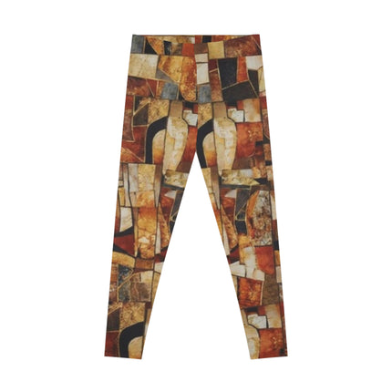 Abstract Mosaic Leggings — Earth Tone All-Over Print