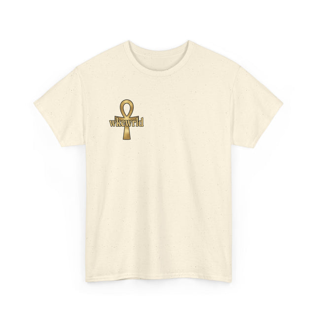 Ankh Logo Tee — Gold "wkewrld" Graphic T-Shirt