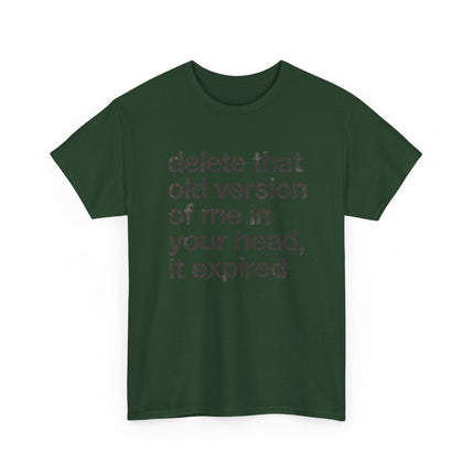 Statement Tee — “delete that old version of me in your head, it expired” Minimalist Typography T-Shirt