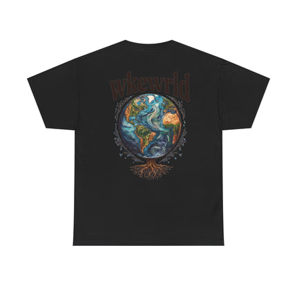 Earth Tree Graphic Tee — "WKE WRLD" Vintage Globe Design