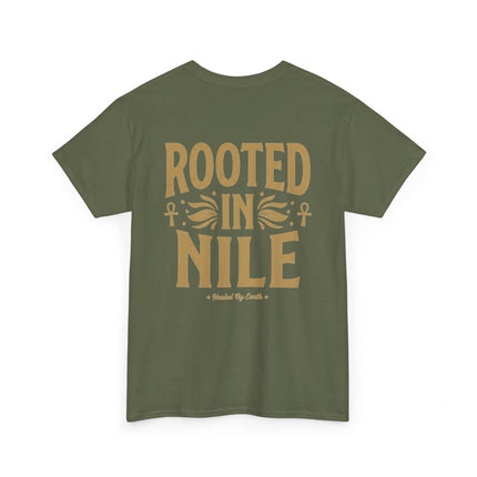 Rooted in Nile T-Shirt — Gold Ankh Egyptian Heritage Tee