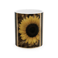 Sunflower Vintage Ceramic Mug — Sepia Botanical Coffee Cup (11oz & 15oz)