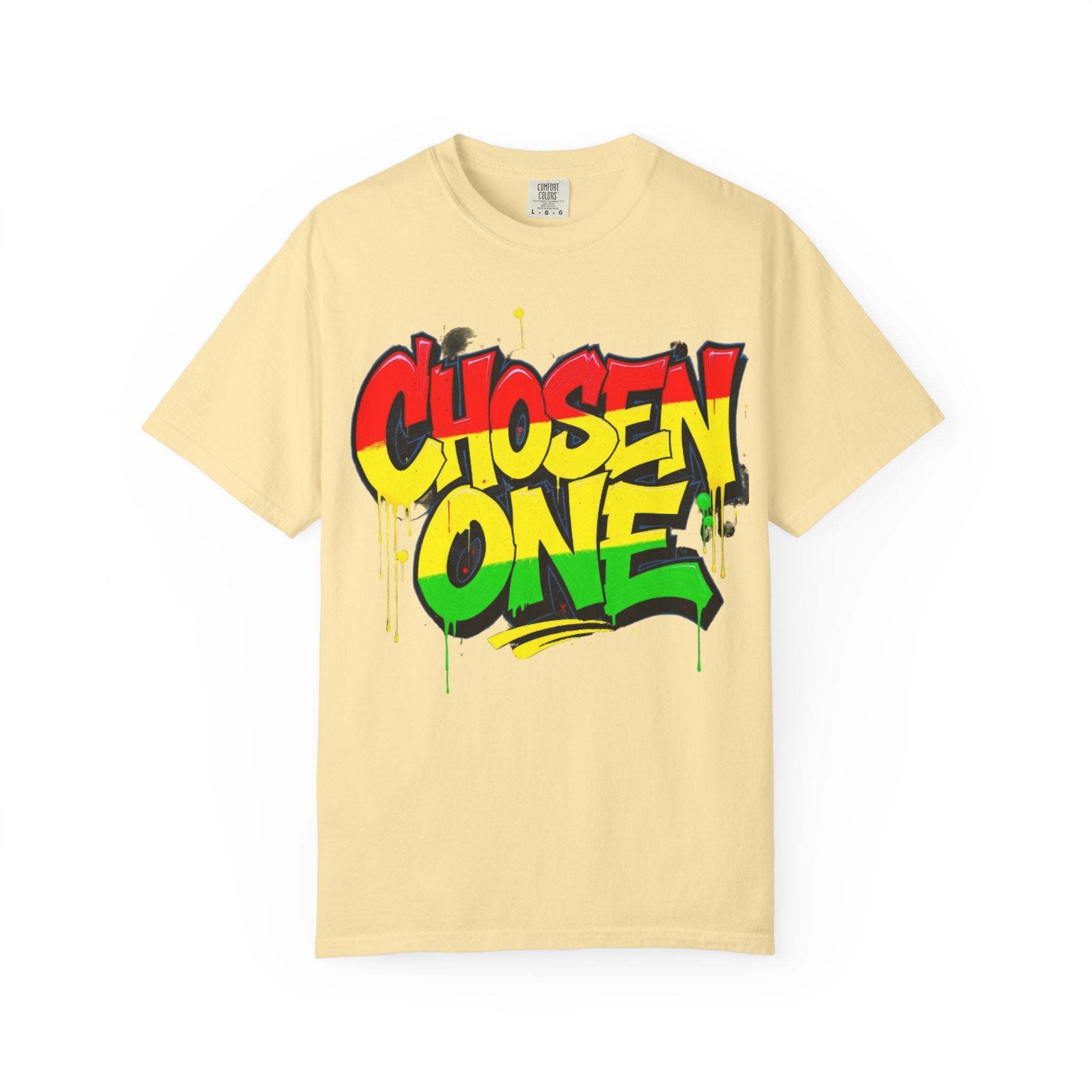 Chosen One Graffiti T-Shirt — Urban Streetwear Tee with Bold Rasta Colors