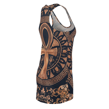 Ankh Egyptian Art Style Autumn Racerback Dress — Multicolor Boho AOP Tank Dress