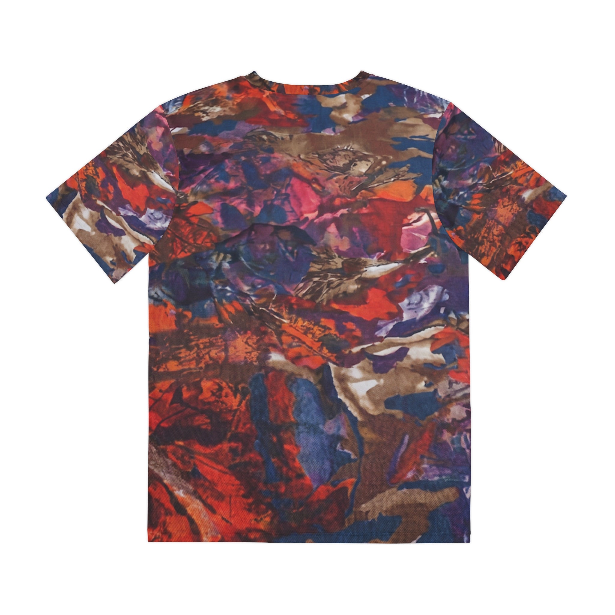 Abstract Fall Camouflage Tee — Bold Red & Purple All-Over Print Men's Shirt