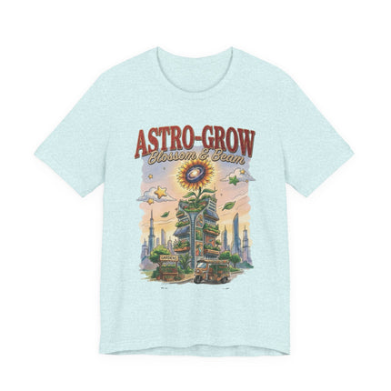 Astro-Grow Sunflower Tee — Retro Space Garden Graphic T-Shirt