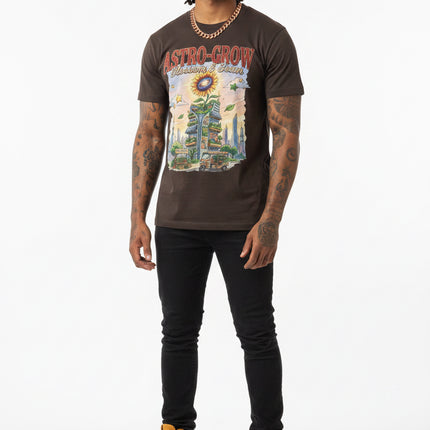 Astro-Grow Sunflower Tee — Retro Space Garden Graphic T-Shirt