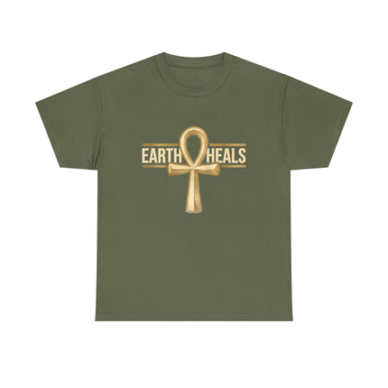 Rooted in Nile T-Shirt — Gold Ankh Egyptian Heritage Tee