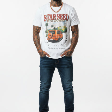 Star Seed Van Graphic Tee — "Protect Your Soul" Retro Beach T-Shirt