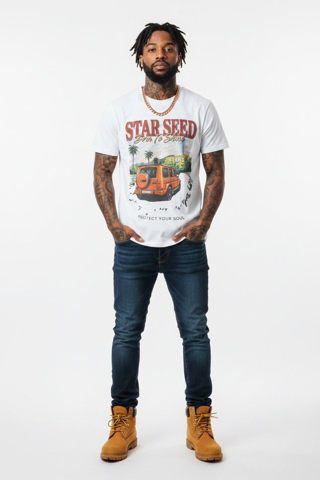 Star Seed Van Graphic Tee — "Protect Your Soul" Retro Beach T-Shirt