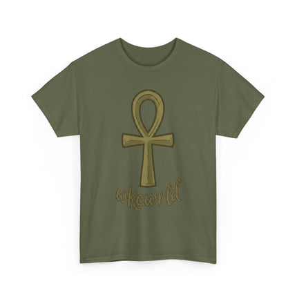Ankh Graphic Tee — "wkewrld" Gold Symbol T-Shirt