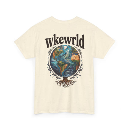 Earth Tree Graphic Tee — "WKE WRLD" Vintage Globe Design